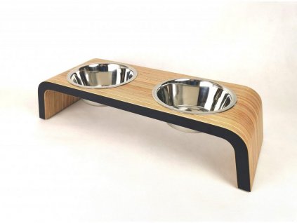 Dvojitá miska pro psy Monolit černá z březové překližky