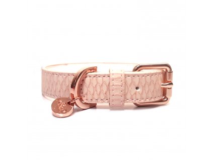 Růžový obojek pro psy Milk & Pepper s růžovo-zlatým kováním