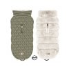 Oboustranná bunda pro psy Milk & Pepper – béžová kožešina a khaki prošívaný polyester