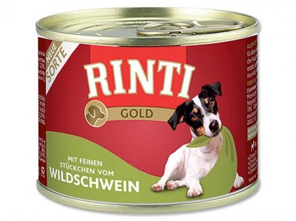 Finnern Rinti Gold konzerva pro psy divočák kousky 185 g