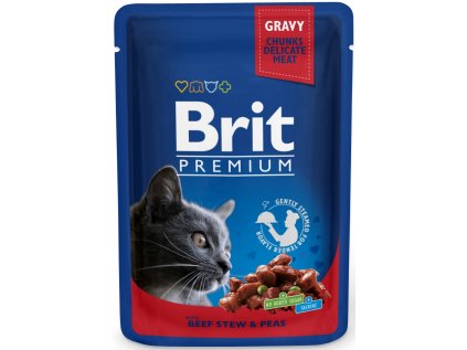 Kapsička Brit Cat Premium Pouches hovězí+hrášek 100 g
