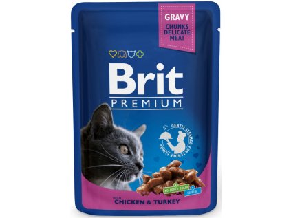 Kapsička Brit Cat Premium Pouches kuře + krůta 100 g
