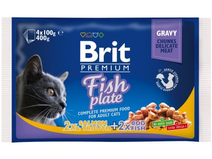 Kapsička Brit Cat Premium Pouches rybí variace 4 x 100 g