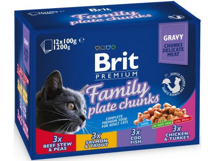 Kapsička Brit Cat Premium Pouches Rodina 12 x 100 g
