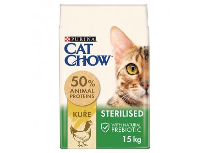 Purina Cat Chow Sterilised s vysokým podílem kuřete 15 kg