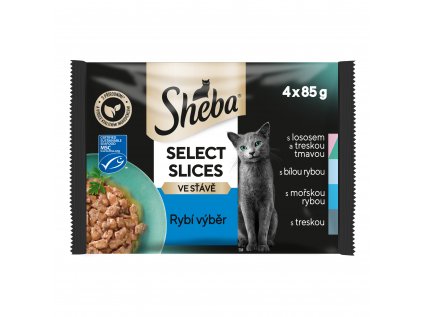 SHEBA kapsička SELECTION rybí výběr ve šťávě 4 pack 340 g