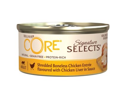 Wellness CORE Signature Selects Shredded Boneless Chicken Entrée flavoured with Chicken Liver in Sauce 79 g
