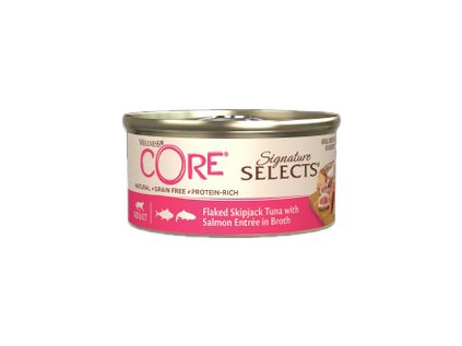 Wellness CORE Signature Selects Flaked Skipjack Tuna with Salmon Entrée in Broth 79 g