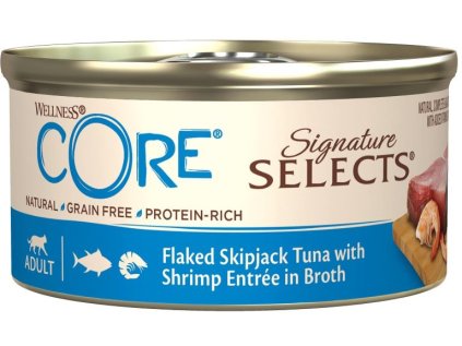 Wellness CORE Signature Selects Flaked Skipjack Tuna with Shrimp Entrée in Broth 79 g