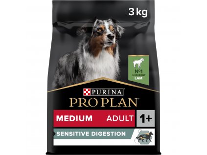 Pro Plan Dog Sensitive Digestion Adult Medium jehněčí 3kg