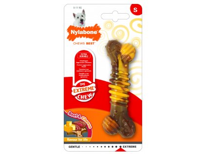 Hračka NYLABONE Extreme Chew Texture Bone Steak&Cheese S
