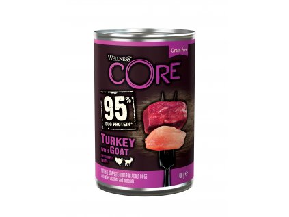 Konzerva Wellness CORE 95 Dog krocan a koza 400 g