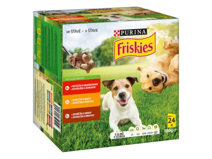 Kapsička FRISKIES ADULT Dog multipack hovězí, kuře, jehněčí ve šťávě 24x100 g
