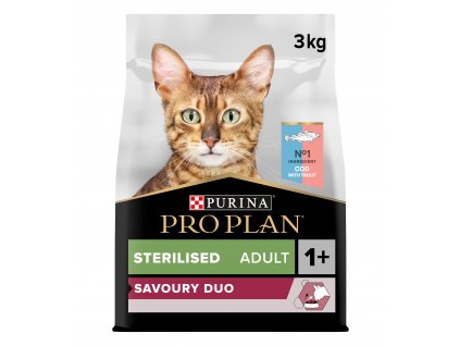 Pro Plan Cat Savoury Duo Sterilised treska 3kg