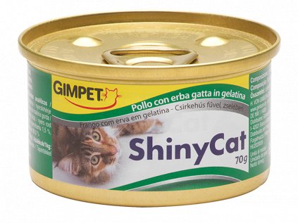 Konzerva SHINY CAT kuře+kočičí tráva 70g