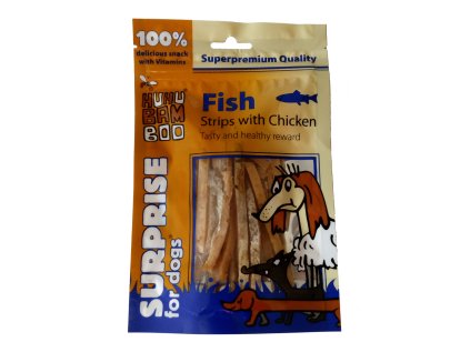Huhubamboo Excellent rybí a kuřecí pásky 60g