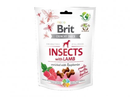 39384 brit care dog crunchy cracker s hmyzem jehnecim a maliny 200g