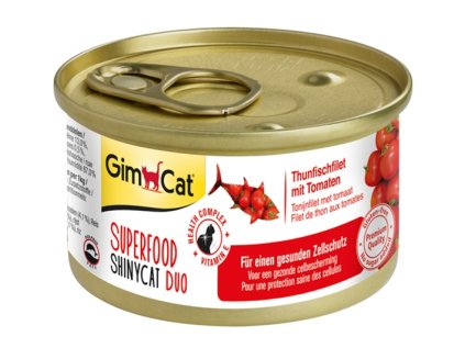 Konzerva ShinyCat duo superfood tuňák s rajčaty 70g