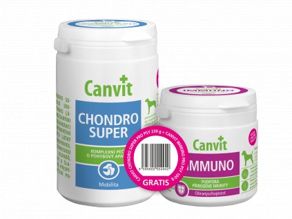 Canvit Chondro Super pro psy 230 g + Canvit Immuno pro psy 100 g zdarma