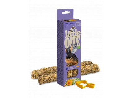 Little One tyčinky pro morčata, králíky a činčily s bylinami a květy 2 x 55 g