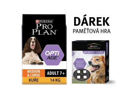 Purina Pro Plan Adult 7+ medium & large OPTIAGE kuře 14 kg + paměťová hra ZDARMA