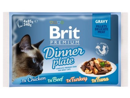Brit Premium Cat Delicate Fillets in Gravy Dinner Plate 340 g (4 x 85 g)