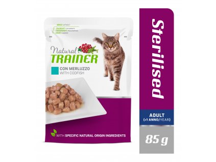 Kapsička Natural Trainer Cat STERILISED treska 85 g