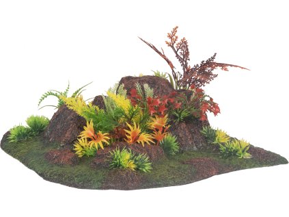 Flamingo akvarijní dekorace RADHA ROCK + rostlina ANGLE 27,5 x 27,5 x 10 cm