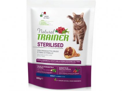 Natural Trainer Cat Sterilised sušená šunka 300 g
