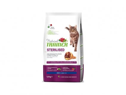 TRAINER Natural Cat STERILISED sušená šunka 1,5 kg