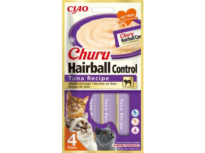 Churu Cat Hairball masové pyré - tuňák 4 x 14 g