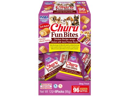 Churu Dog Fun Bites – kuřecí s náplní kuře se sladkou bramborou 8x12g