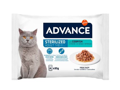 Kapsičky pro sterilizované kočky ADVANCE Cat Sterilized treska 4×85 g