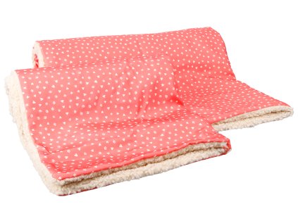 Flamingo béžovo-červená deky se srdcemi 150x70x2 cm