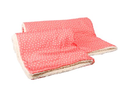 Flamingo béžovo-červená deky se srdcemi 100x70x2 cm