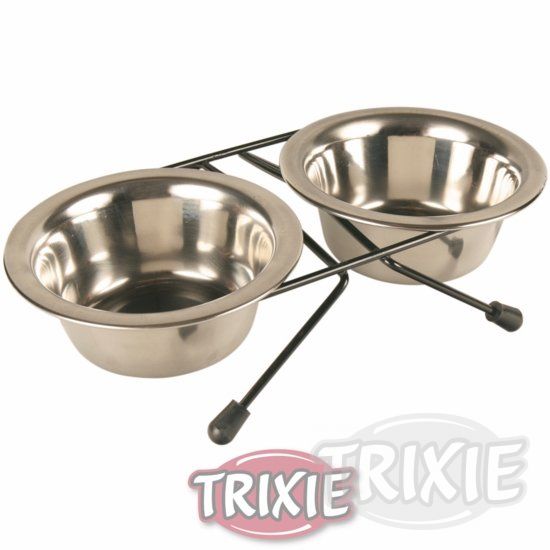 Trixie Nerezový stojánek + 2 misky 200 ml/10 cm