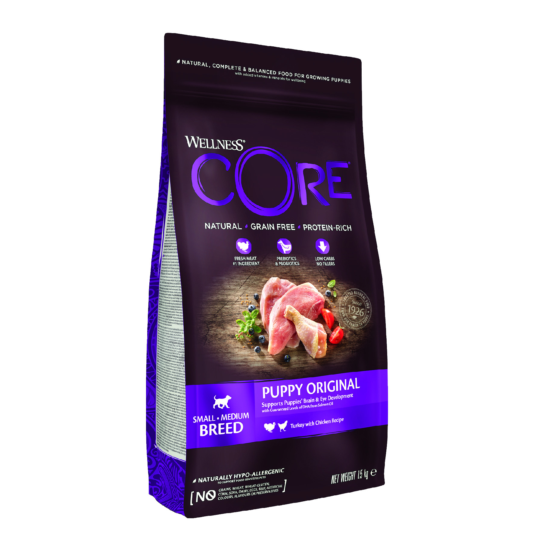 Wellness Core Puppy SB/SM krůta a kuře 1,5 kg
