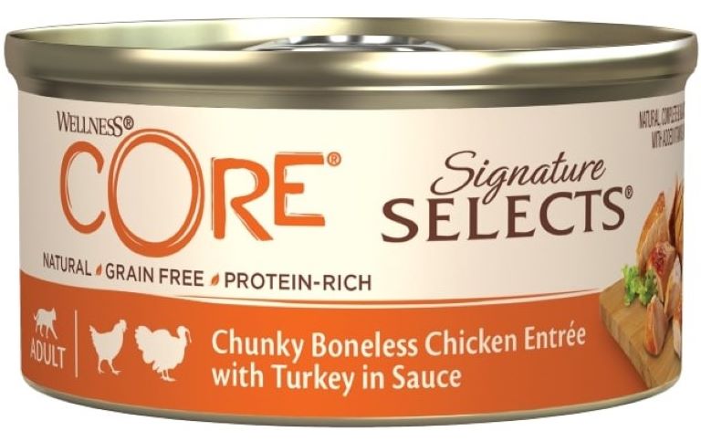 Wellness CORE Signature Selects Chunky Boneless Chicken Entrée with Turkey in Sauce 79 g