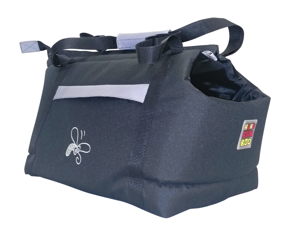 Taška Huhubamboo černá šedá 16 x 27 cm