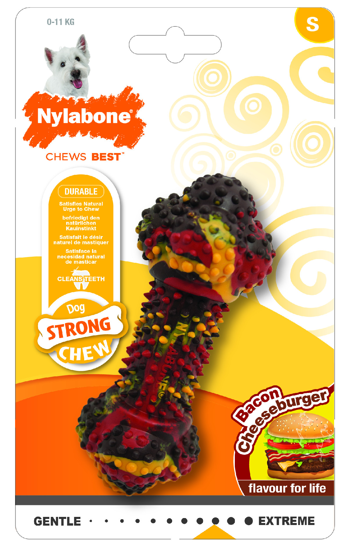 Hračka NYLABONE Strong Chew Bacon Cheeseburger S