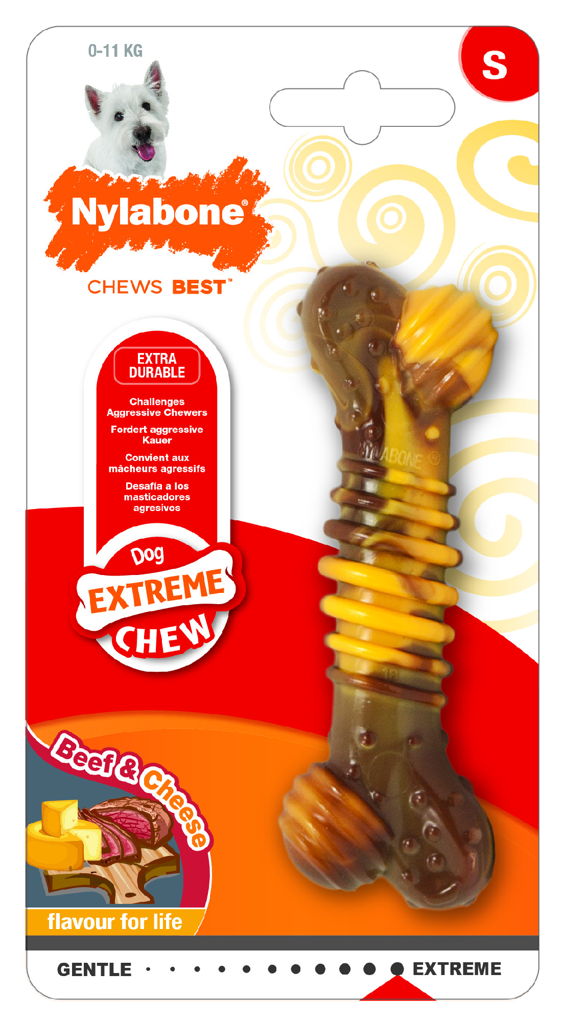 Hračka NYLABONE Extreme Chew Texture Bone Steak&Cheese S
