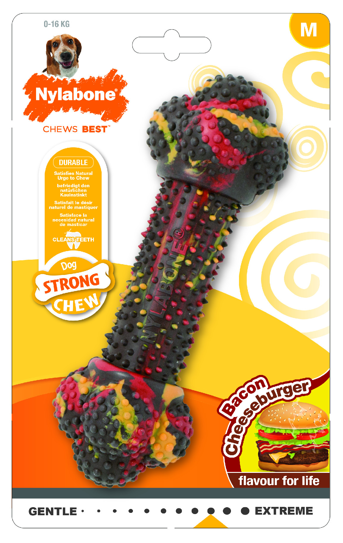 Hračka NYLABONE Strong Chew Bacon Cheeseburger M