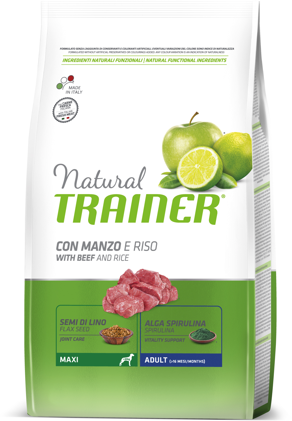 Natural Trainer Maxi Adult hovězí a rýže - 12 kg