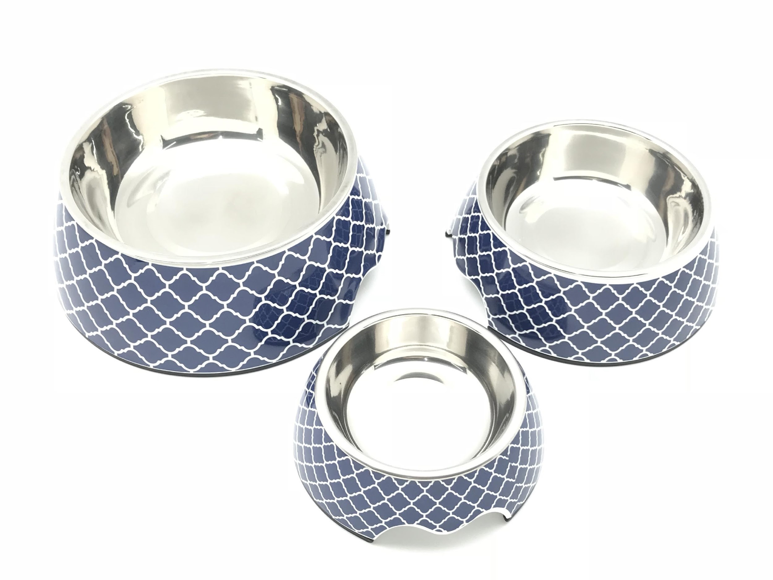 Miska Huhubamboo melaminová vzorovaná modrá, velikost M