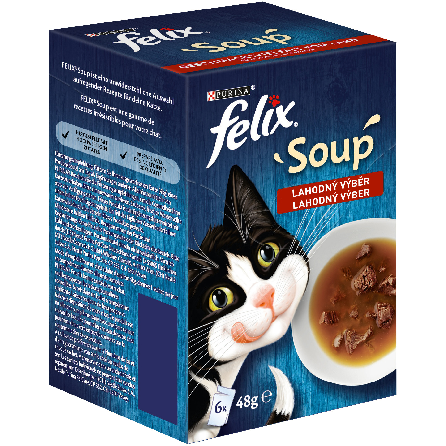 Purina Kapsička FELIX Soup polévky s hovězím, kuřetem a jehněčím 6x48 g