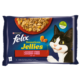Kapsička Felix Sensations multipack hovězí s rajčaty, kuře s mrkví v želé 4 x 85 g