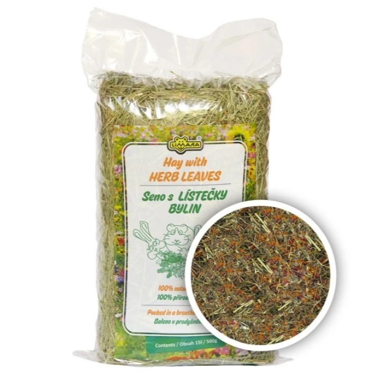 Limara seno krmné s lístky bylin 15l 0,5kg