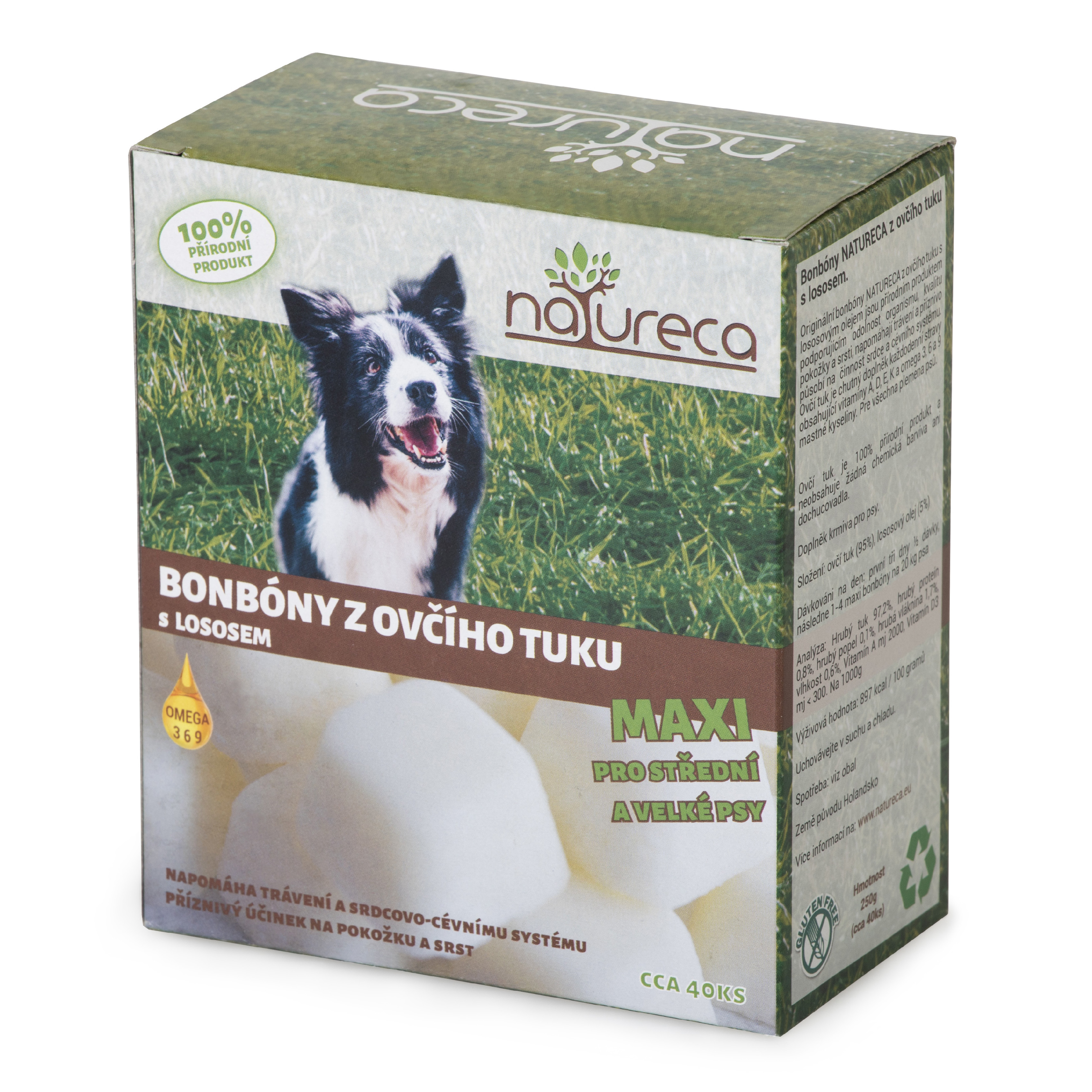 Natureca Bonbóny z ovčího tuku Losos Maxi 250 g