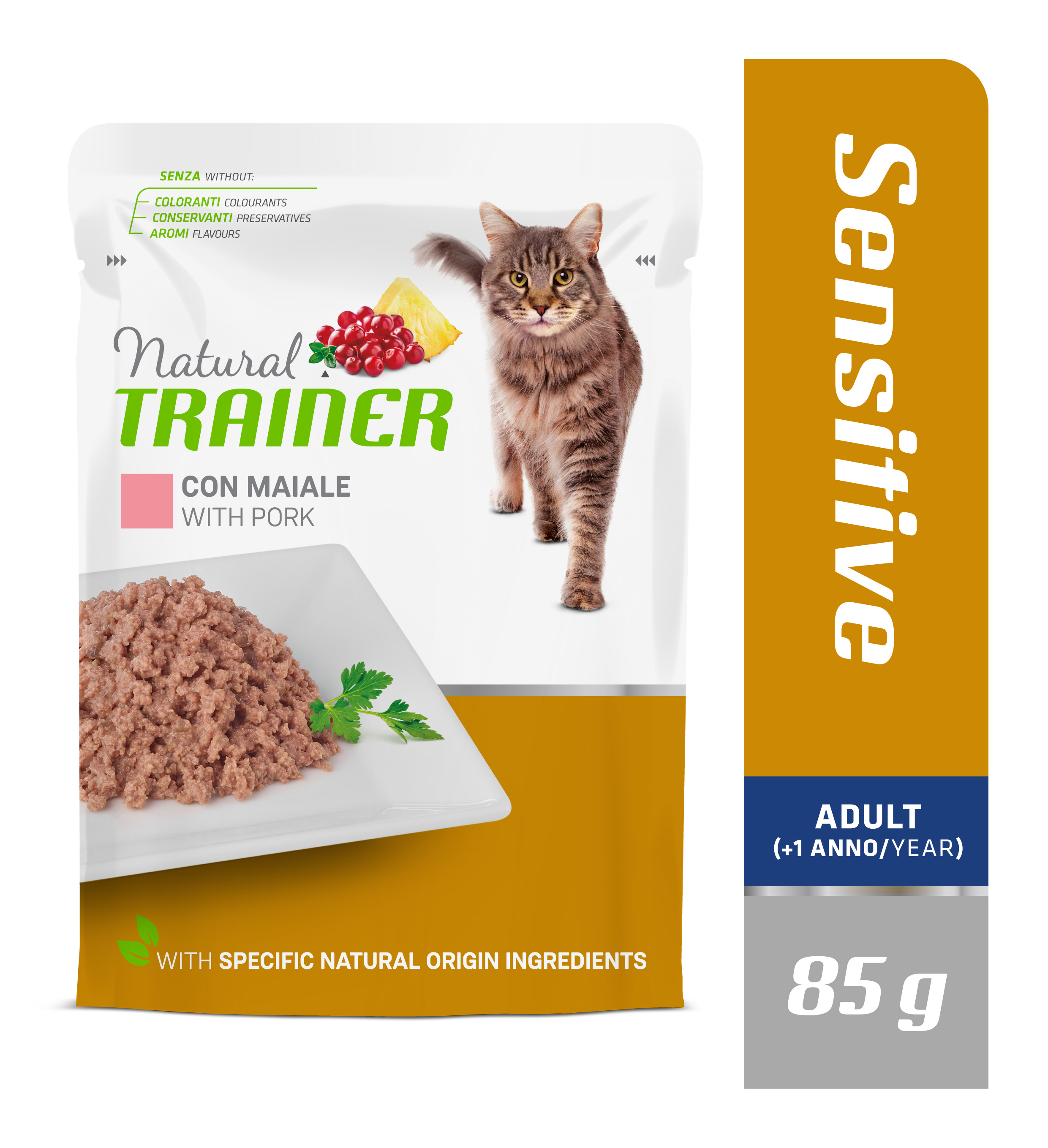 Kapsička Natural Trainer Cat SENSITIVE vepřové 85 g