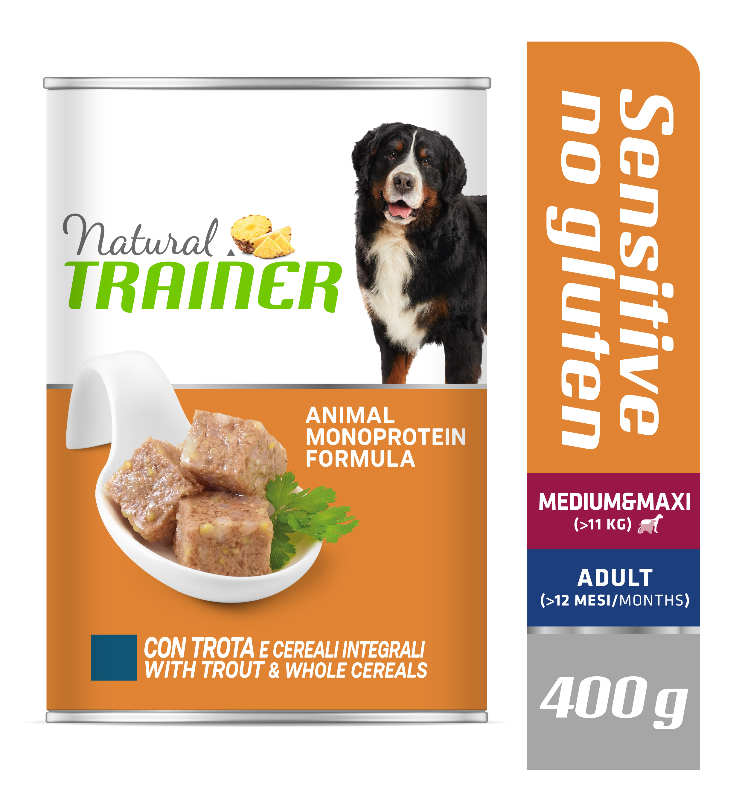 Konzerva Natural Trainer SENSITIVE Adult M&M Pstruh 400 g LT